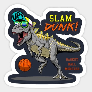 cool t rex dinosaur playing basketball Sticker